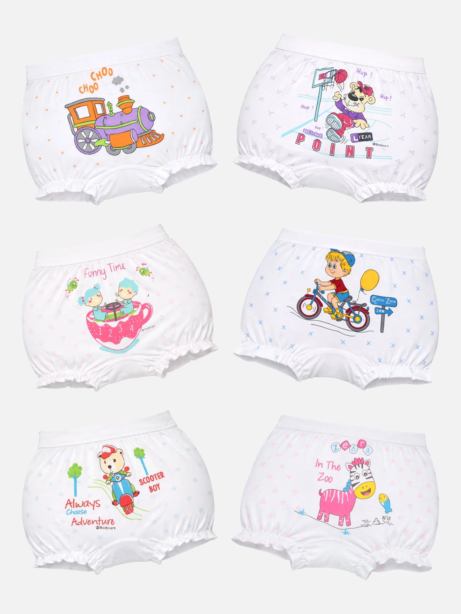 Bodycare Unisex Cotton Spandex Bloomer with Stretch Lycra Band for Baby Innerwear Comfort and Easy Movement - Pack of 6