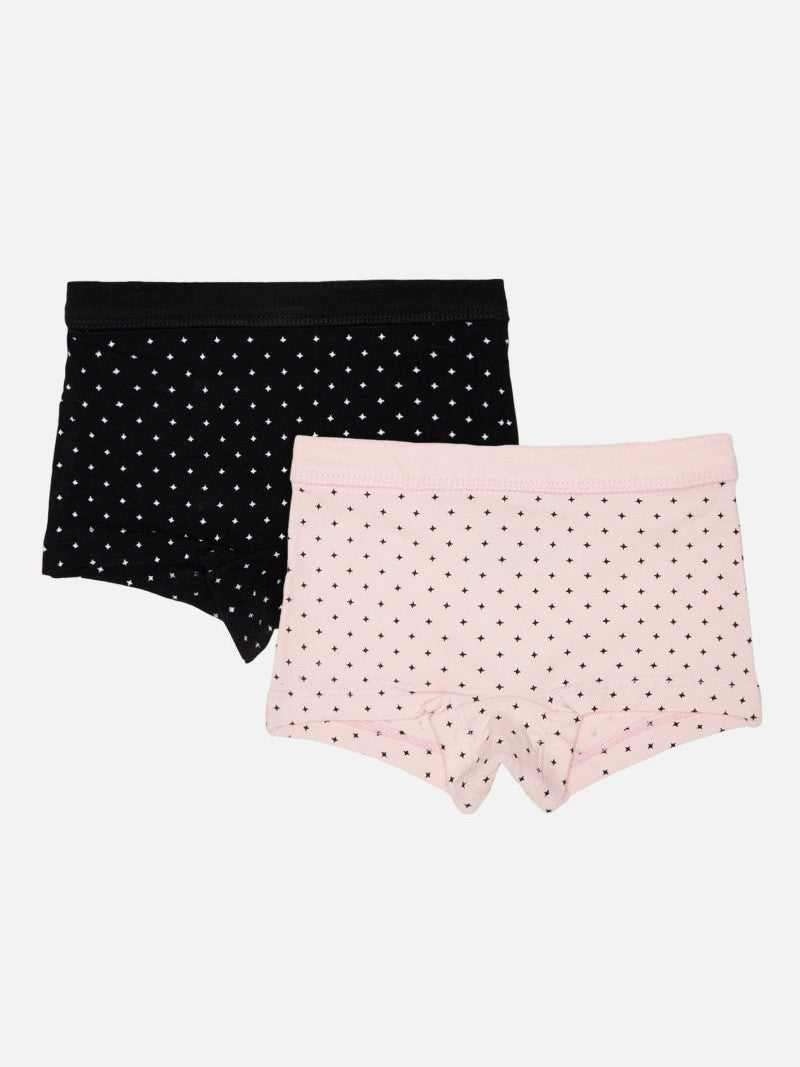Bodycare Girls Cotton Spandex Boyshorts with Lycra Band and Stretch Fit for Everyday Innerwear Comfort - Pack of 2