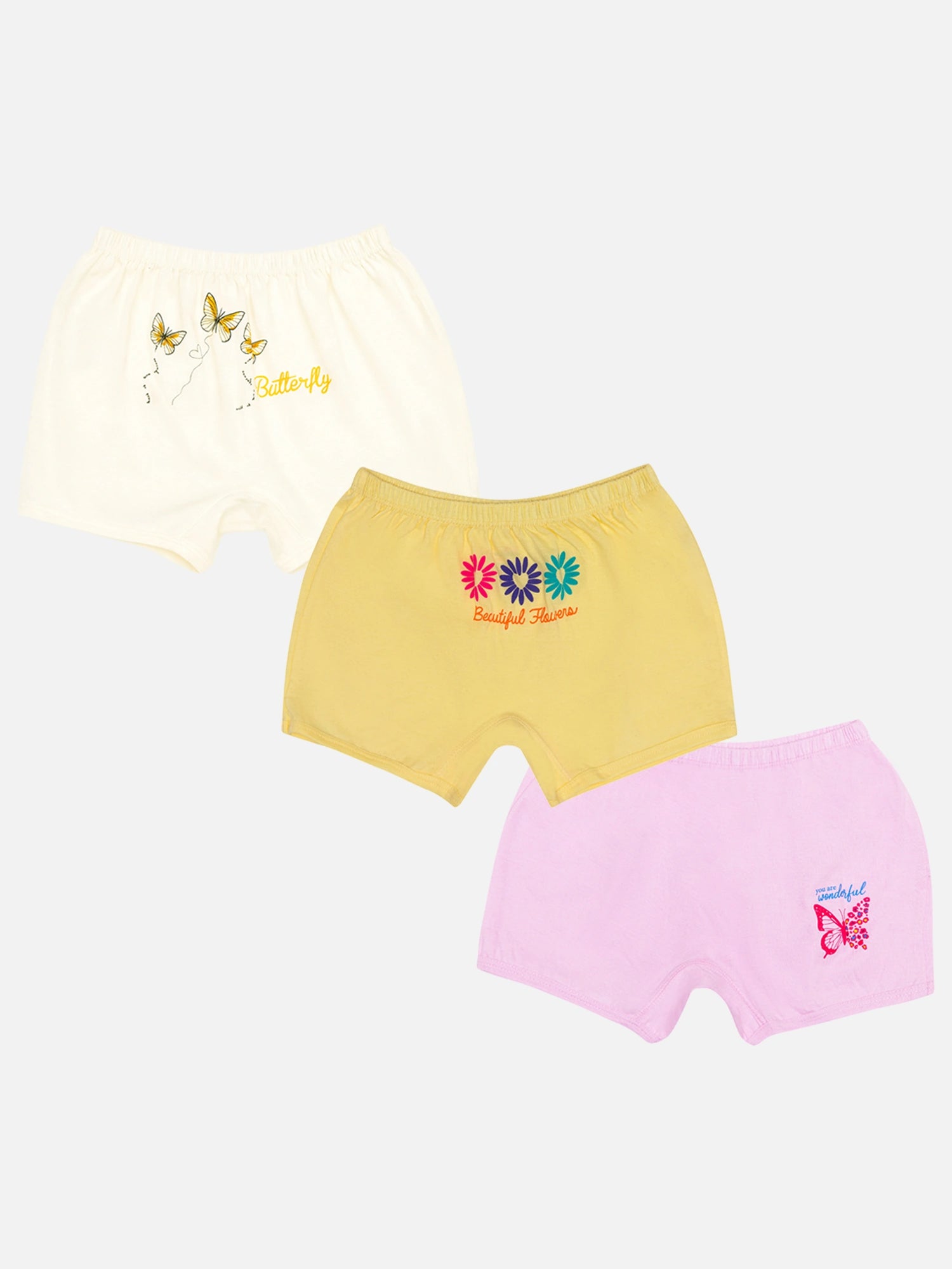 Bodycare Girls 100% Organic Cotton Boyshorts for Everyday Innerwear Comfort and Wardrobe Use - Pack of 3
