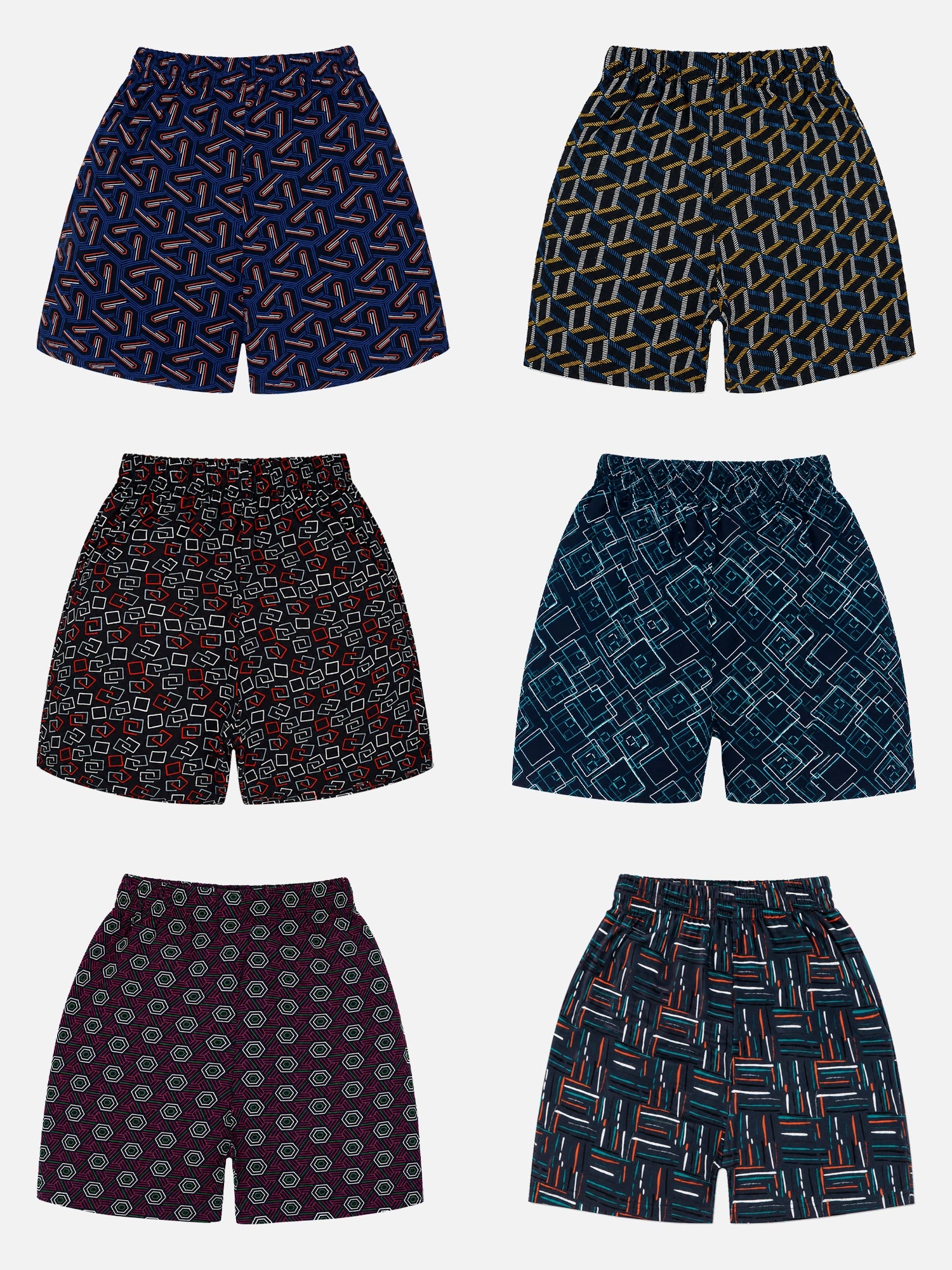 Bodycare Boys Printed Shorts for Casual Wear, Lounge Comfort, Easy Movement and Regular Wardrobe Use - Pack of 6