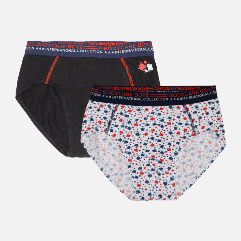 Boys Cotton Spandex Innerwear Briefs with Top Elastic, Stretchable Waistband and Comfortable Support - Pack of 2