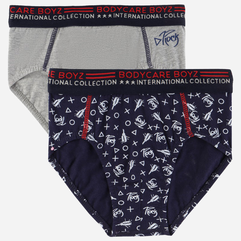 Boys Cotton Spandex Innerwear Briefs with Top Elastic, Stretchable Waistband and Comfortable Support - Pack of 2