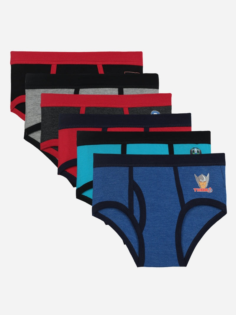 Boys Cotton Spandex Innerwear Brief with Stretch Lycra Band for Everyday Comfort and Secure Fit - Pack of 6