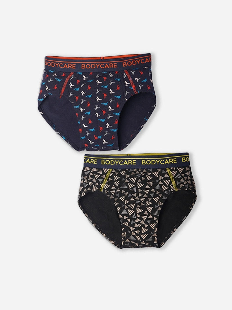 Boys Cotton Spandex Semi Long Briefs with Top Elastic for Everyday Innerwear Comfort and Regular Use - Pack of 2