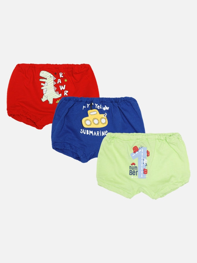 Baby Boys 100% Cotton Innerwear Trunk Regular Fit for Everyday Innerwear Comfort, Secure Fit and Regular Use - Pack of 3