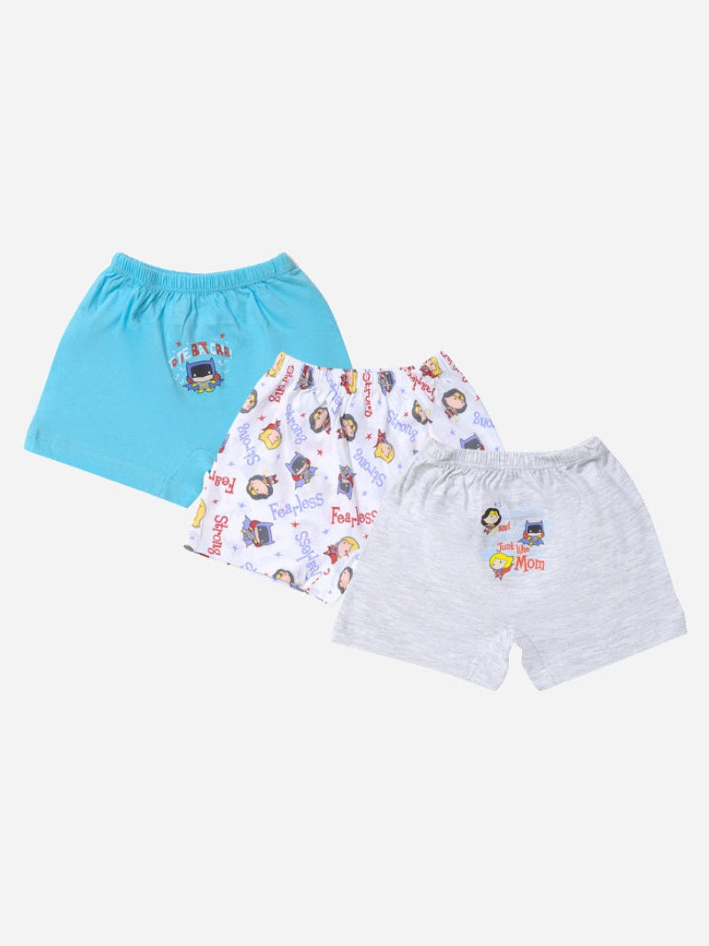 Baby Justice League 100% Cotton Innerwear Trunks with Inner Elastic Support for Everyday Comfort - Pack of 3