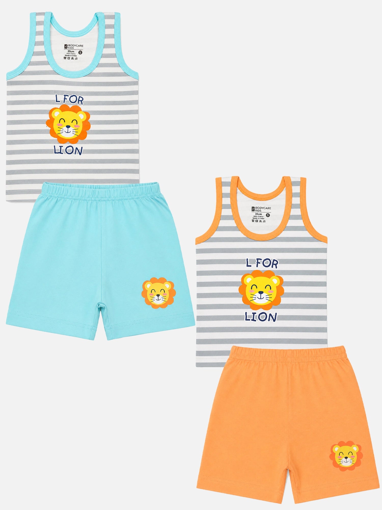 Bodycare Unisex Baby 100% Cotton Sleeveless Top & Shorts Set – Pack of 2