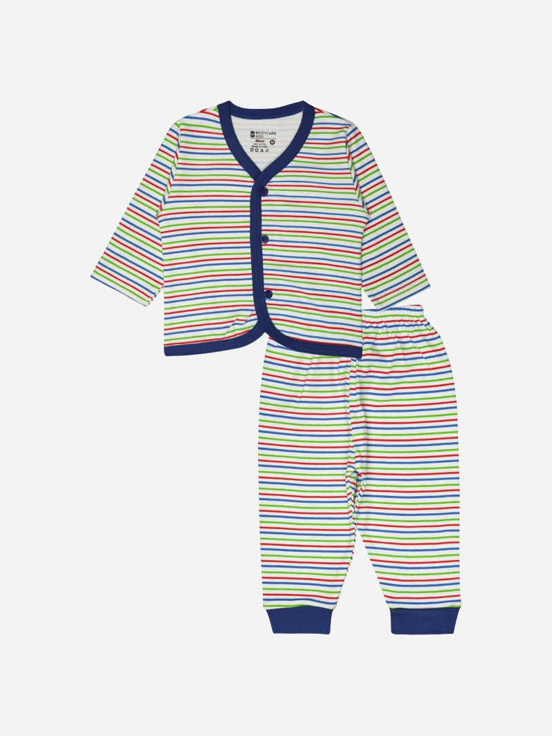 Bodycare Unisex Baby Cotton Blend Front Open Night Suit – Full Sleeves