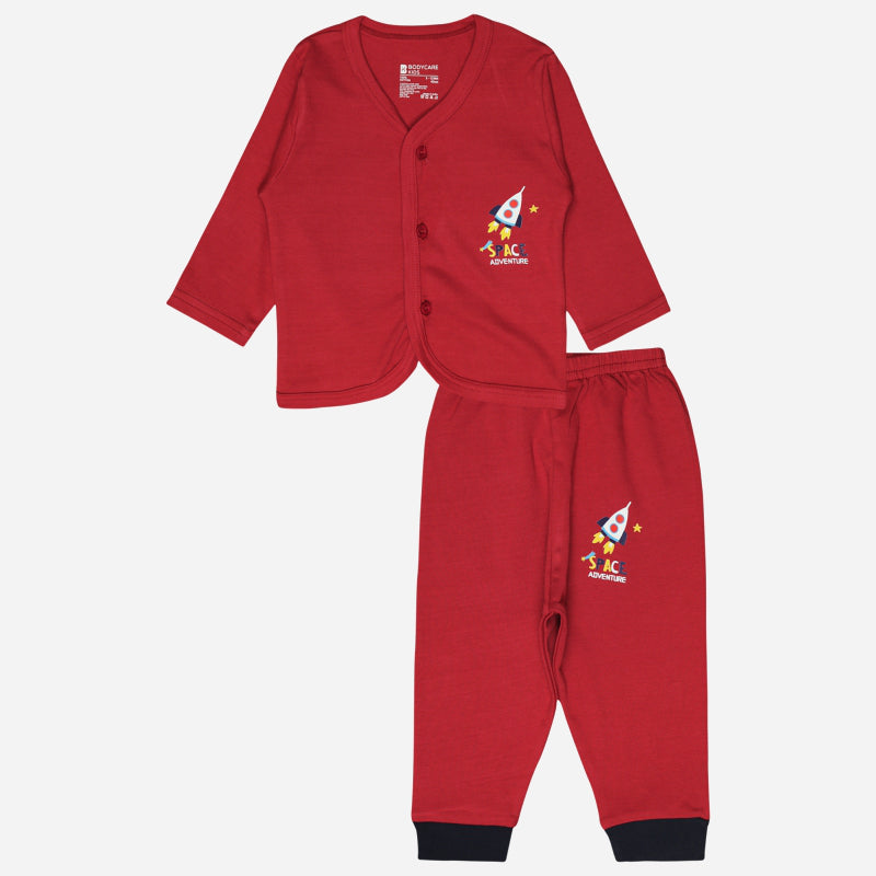 Bodycare Unisex Baby Cotton Blend Front Open Set with Full Sleeves – All Over Print