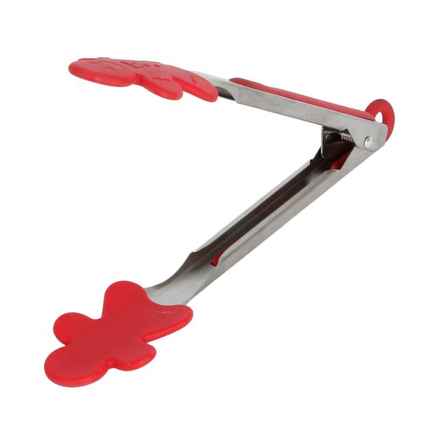 Red Floral Design Silicone Tong