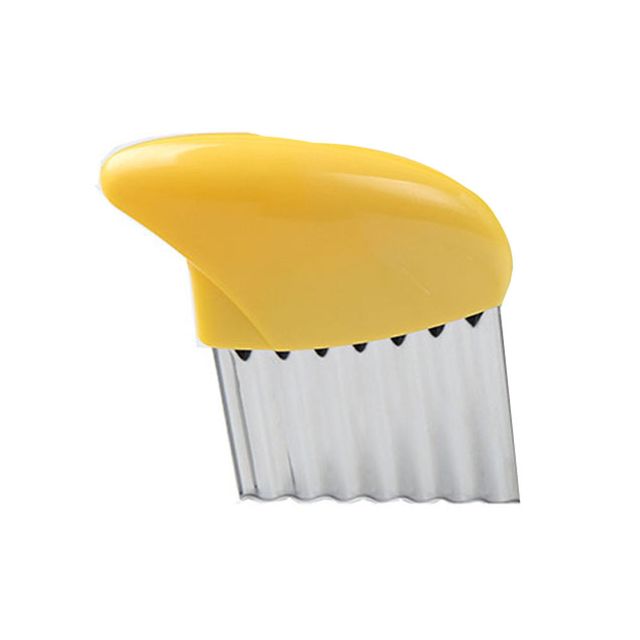 Stainless Steel Blade Wavy Chips and Salad Cutter – Yellow is a handy kitchen tool designed to create attractive wavy and crinkle-cut slices. The sharp stainless steel blade helps cut potatoes, cucumbers, carrots, fruits, and other vegetables into uniform