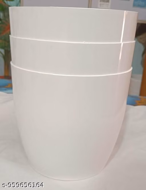 9 Inch Tower Plastic Planter Pot Set of 3 – White Vertical Gardening Pots