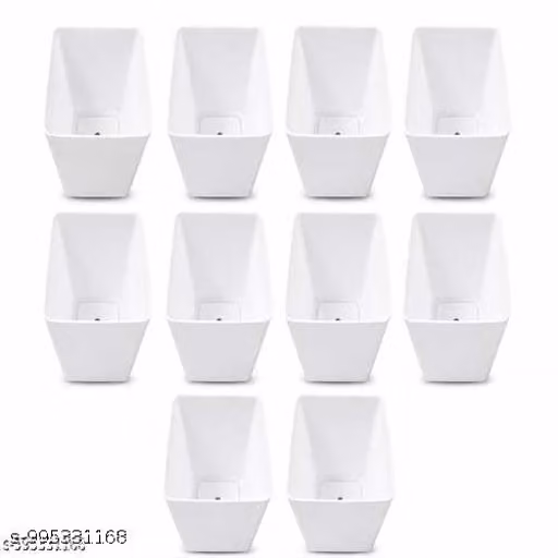 5 Inch Blossom Square Plastic Planter Pots Set of 10 – White Indoor & Outdoor Flower Pots