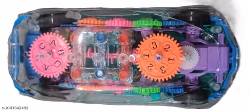 Chigy Wooh Transparent Gear Car Toy with LED Lights & Music – 360° Rotating Racing Vehicle