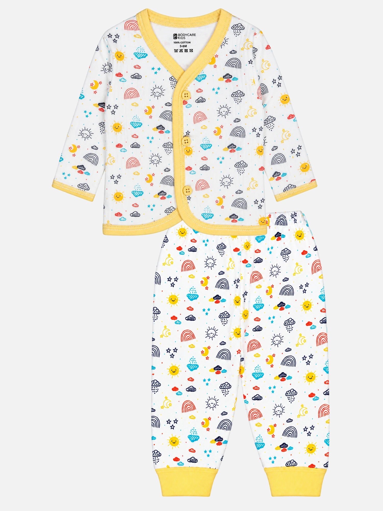 Baby Care Unisex Front Open Thermal Set with Full Sleeves for Cold-Weather Layering, Easy Wear and Winter Comfort - Pack of 1