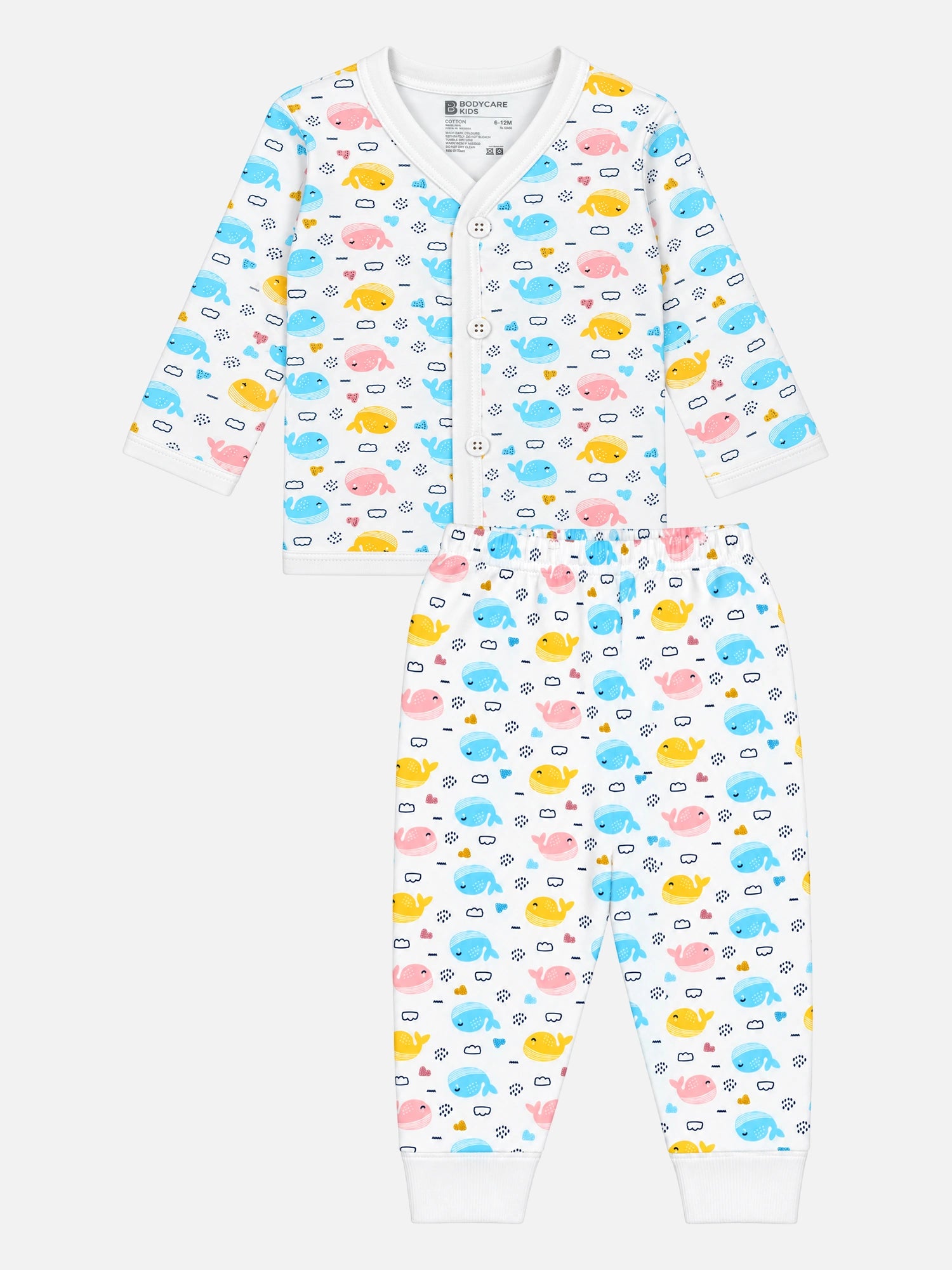 Baby Care Unisex Front Open Full Sleeves Thermal Set for Winter Base Layering, Easy Dressing and Cold-Weather Comfort - Pack of 1
