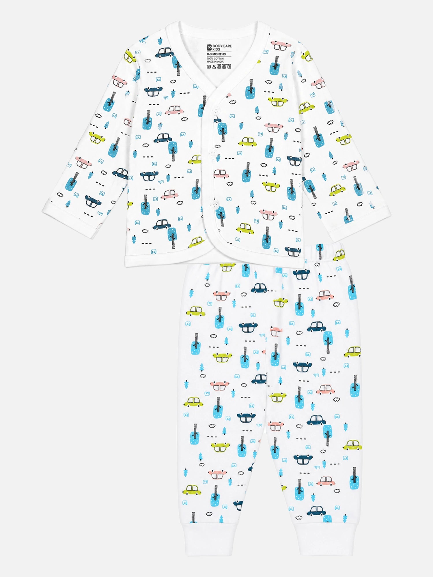 Baby Care Unisex Thermal Top and Bottom Set with Front Open Full Sleeves Design for Winter Comfort and Easy Dressing - Pack of 1