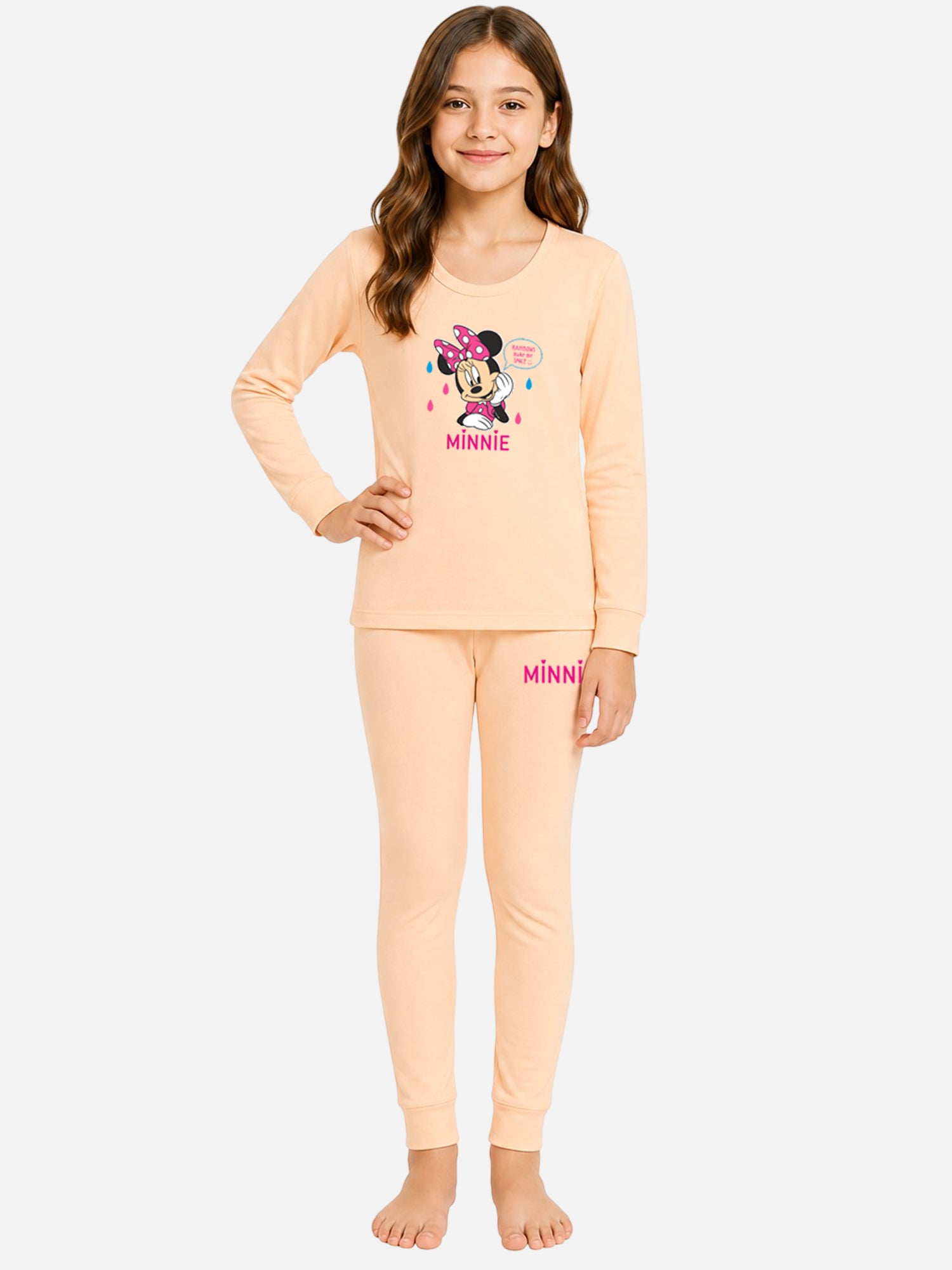 Baby Care Girls Thermal Set with Round Neck Full Sleeves, Coordinated Warm Comfort and Winter Innerwear Essential - Pack of 1