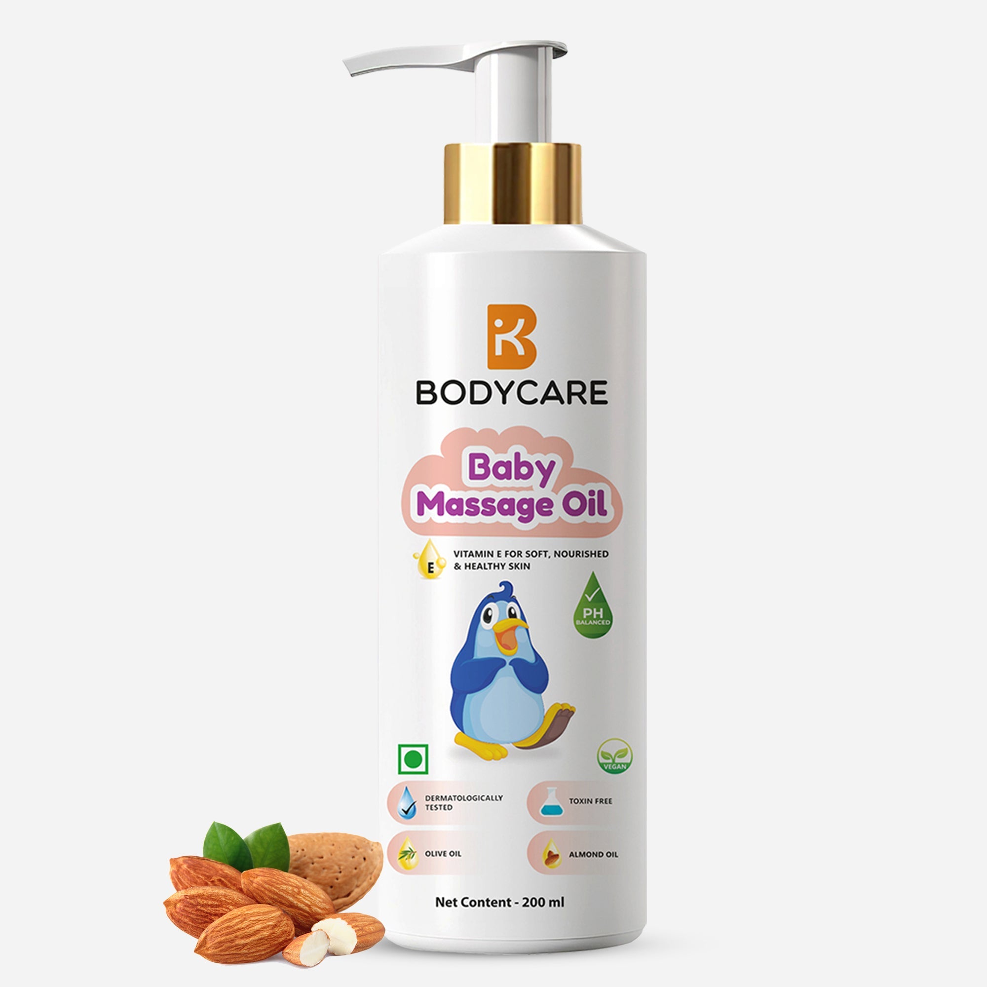 Baby Care Baby Massage Oil with Olive Oil, Almond Oil and Vitamin E for Nourishing Daily Care and Gentle Massage