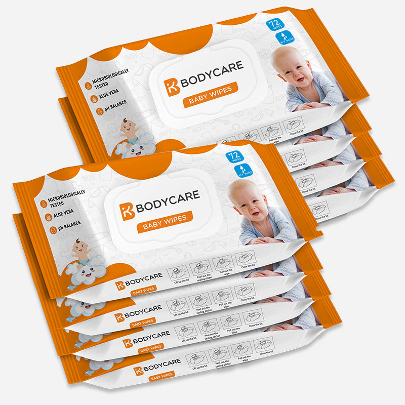 Baby Care Unisex Wet Wipes for Daily Hygiene, Travel, Home Use and Convenient Everyday Cleaning Needs - Pack of 8