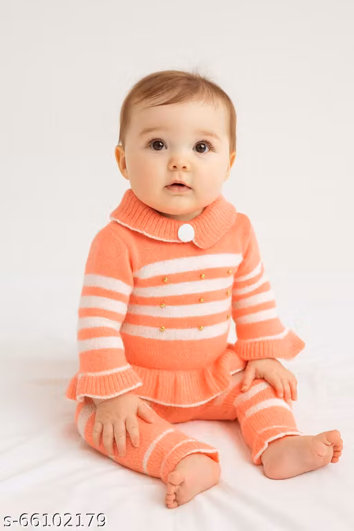 Girls Striped Sweater – Acrylic Long Sleeve Baby Girl Winter Wear