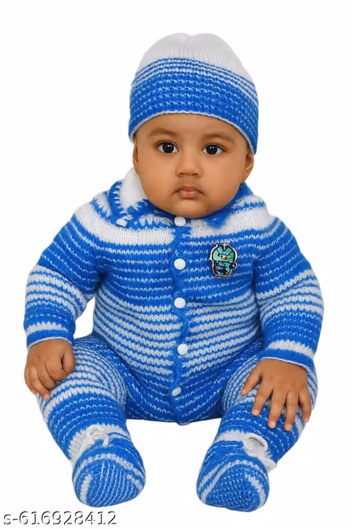 Baby Boys & Girls 4-Piece Winter Clothing Set – Printed Sweater, Pajama, Cap & Booties