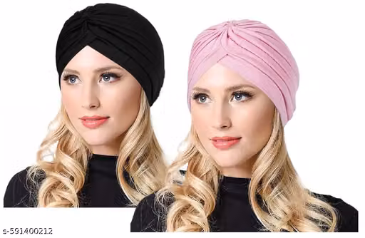 Stretch Readymade Turban Cap for Men & Women – Twisted Pleated Headwrap