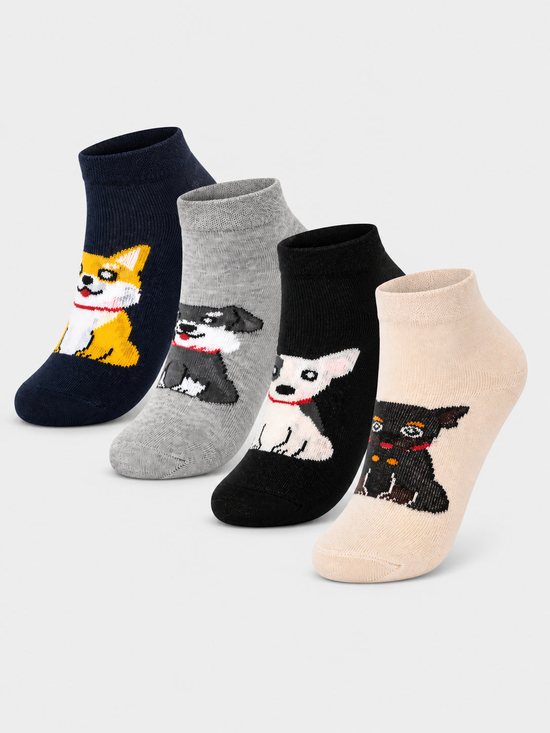 Babycare Boys Cotton Blend Ankle Length Socks with Soft Stretchable Fabric for Casual Wear and Everyday Comfort - Pack of 4