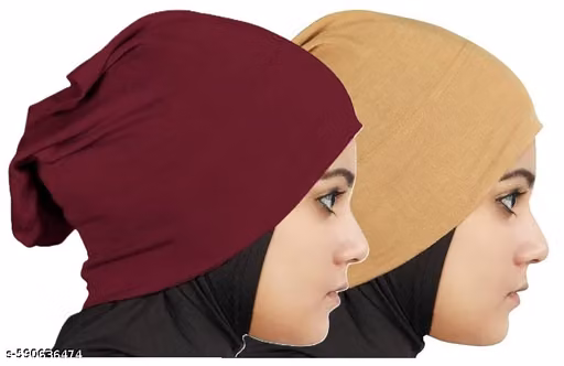 Cotton Under Scarf Hijab Cap for Men & Women – Soft Lightweight Bone Bonnet Inner Cap Pack of 2