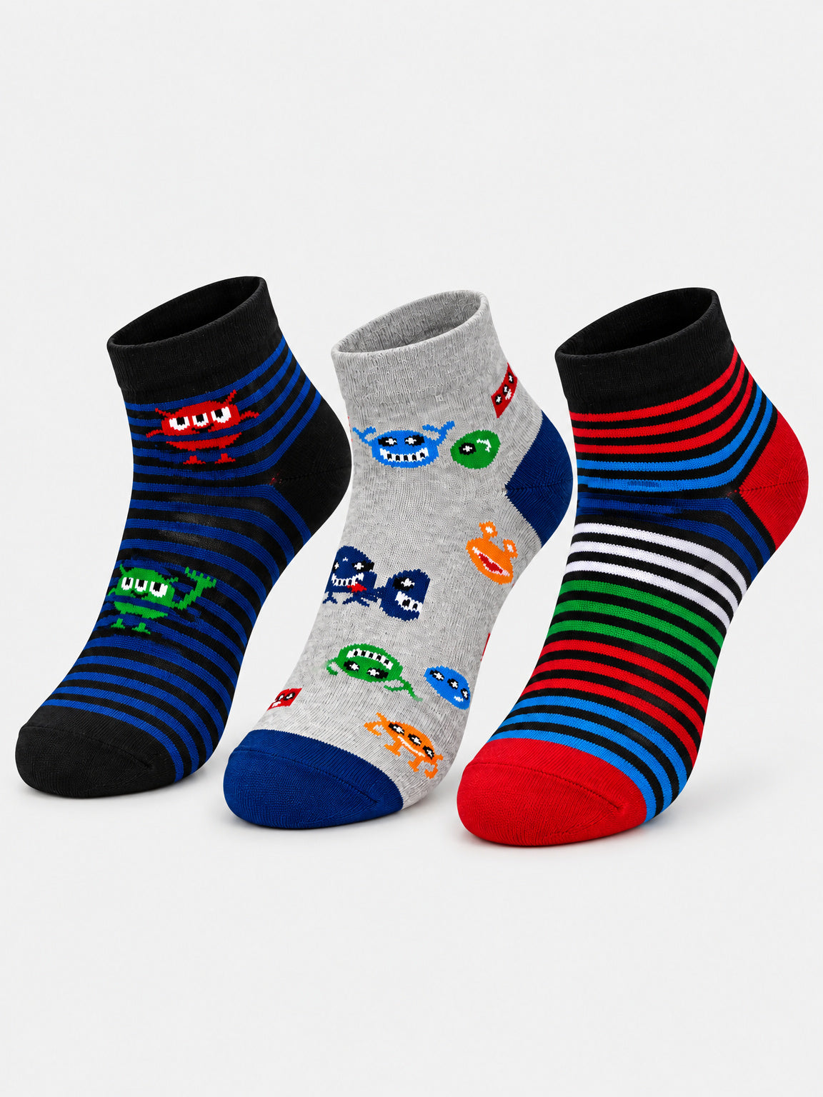 Babycare Boys Antibacterial Super Soft Socks for Everyday Comfort, Regular Wear and Casual Wardrobe Use - Pack of 3