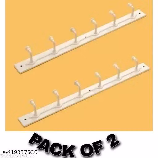 6 Pin Wall Mounted Cloth Hanger – Metal Door & Bathroom Hook Rail for Clothes, Towels & Keys Pack of 2