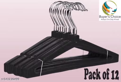 Multipurpose Plastic Hangers for Wardrobe – Heavy Quality Clothes Hanger with Trouser Bar Pack of 12