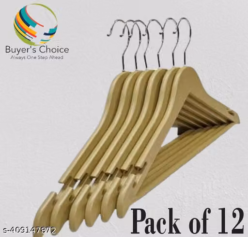 Plastic Suit Clothes Hangers for Wardrobe – Wooden Design Garment Hangers Pack of 12
