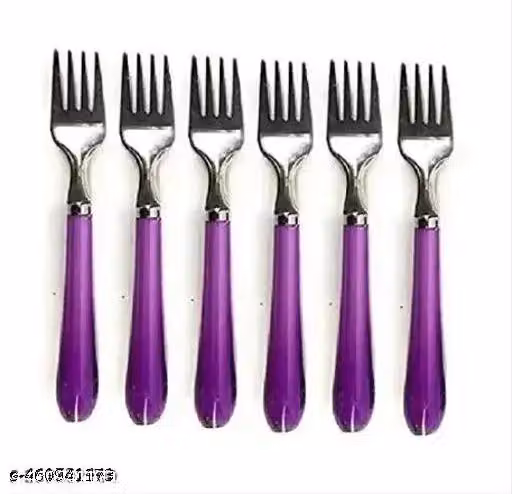 Stainless Steel Spoon Set with Shiny Plastic Handles – Stylish Dining Cutlery Pack of 6