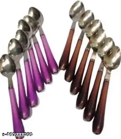 Stainless Steel Dinner Spoons with Coloured Plastic Handles – Ombre Style Pack of 12
