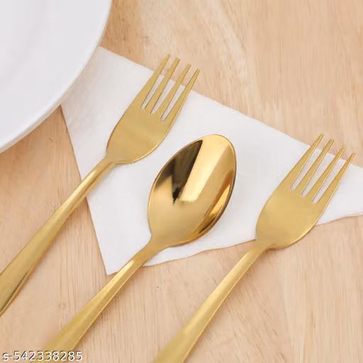 Stainless Steel PVD Gold Cutlery Set – 6 Spoons & 6 Forks Pack of 12