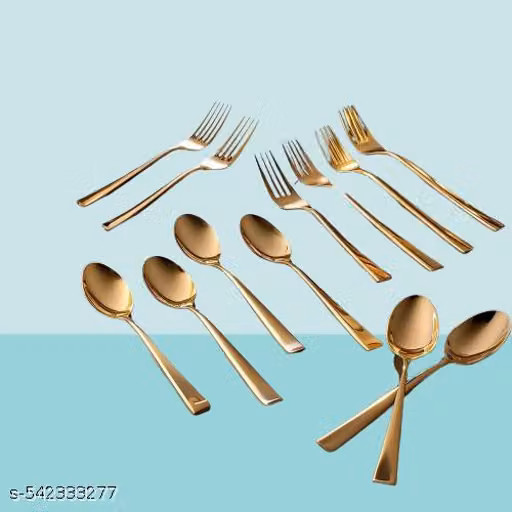 Stainless Steel PVD Gold Cutlery Set – 6 Spoons & 6 Forks Pack of 12