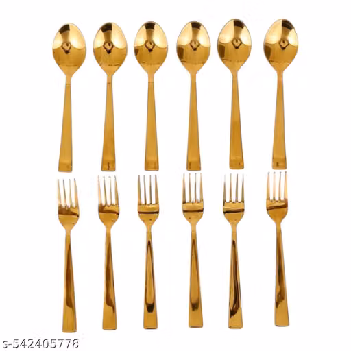 Stainless Steel PVD Gold Cutlery Set – 6 Spoons & 6 Forks Pack of 12