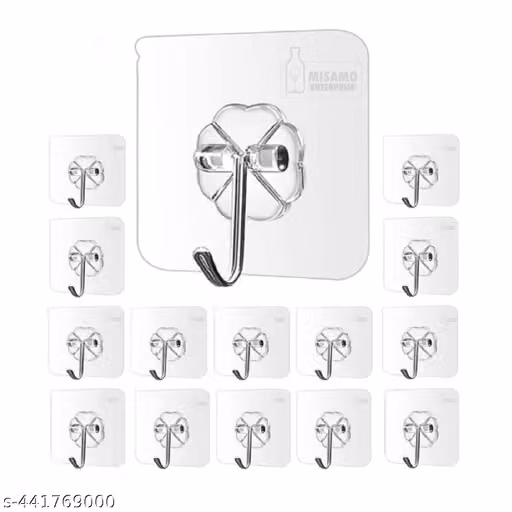 Transparent Plastic Wall Hooks – Strong Adhesive No Drill Hooks Pack of 10