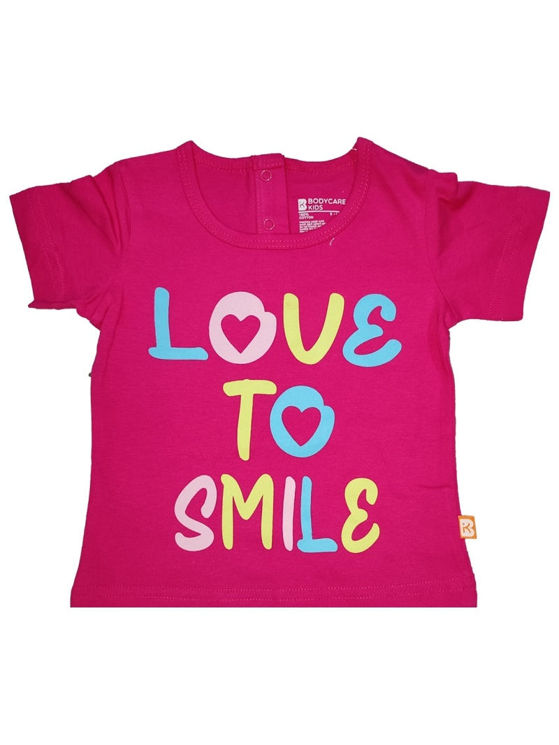 Bodycare Baby Girls Cotton Round Neck Half Sleeve T-Shirt for Casual Wear, Easy Dressing and Everyday Wardrobe Use - Pack of 1