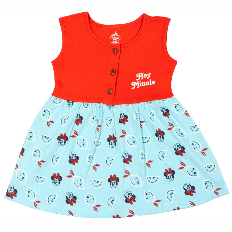 Bodycare Baby Girls Minnie & Friends Cotton Frock with Ultra Soft Breathable Fabric, Skin-Friendly Regular Fit and Casual Babywear Comfort - Pack of 1