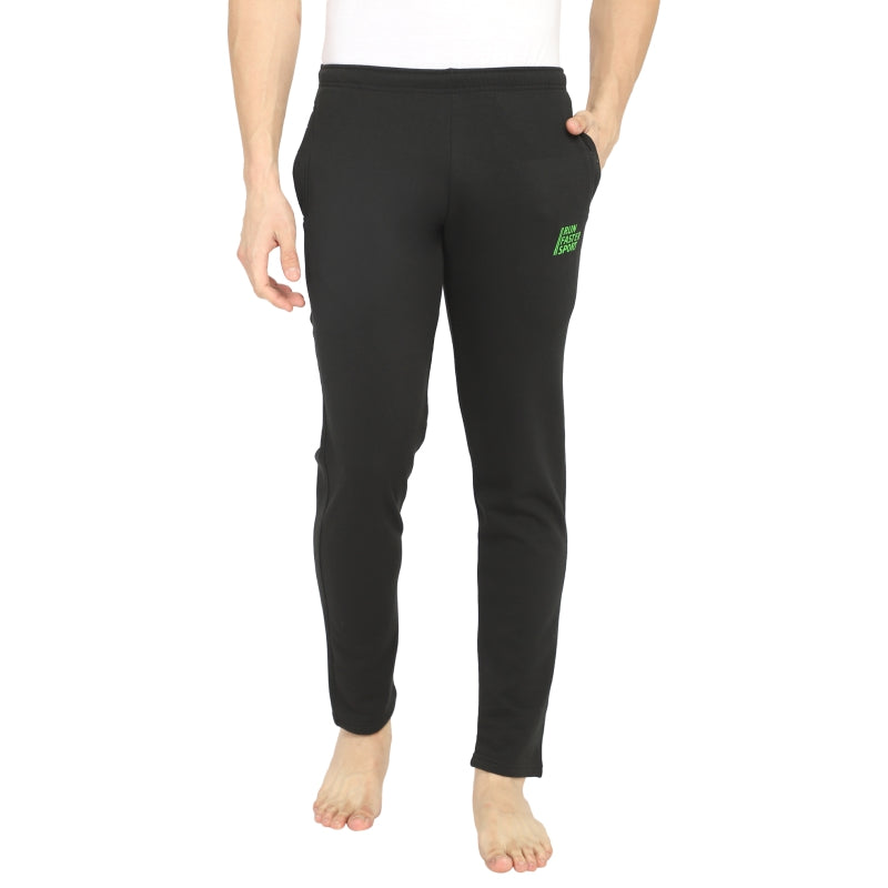 Bodycare Men Fleece Track Pant – Placement Print, Elastic Waistband, Regular Length