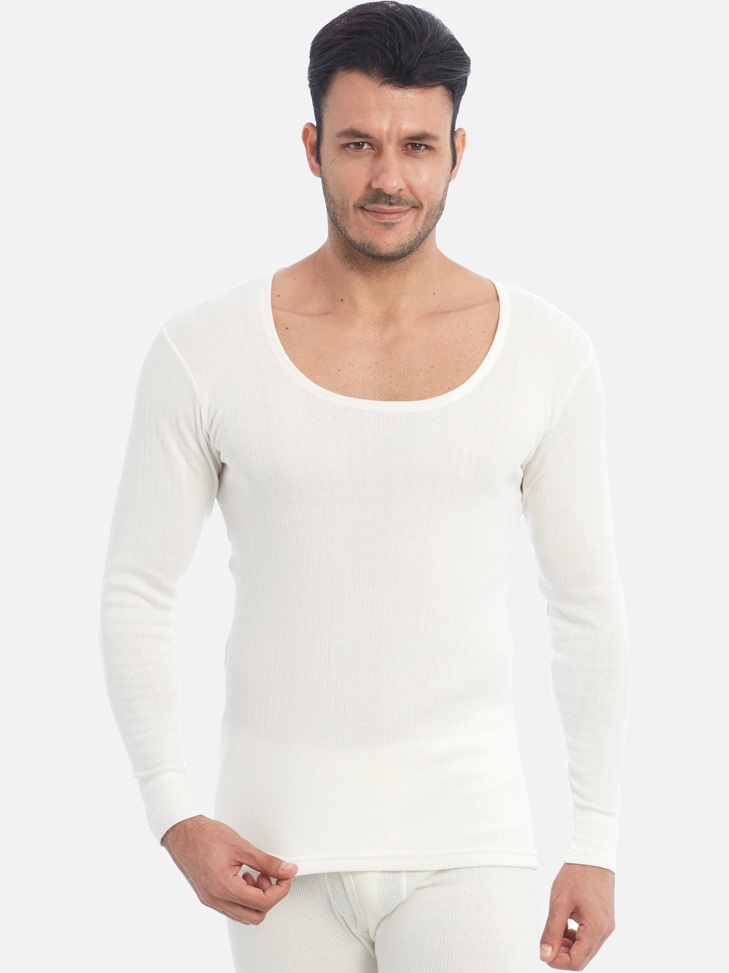Bodycare Men Variegated Rib Thermal Top – Round Neck, Full Sleeves, Long Length, Pack of 1