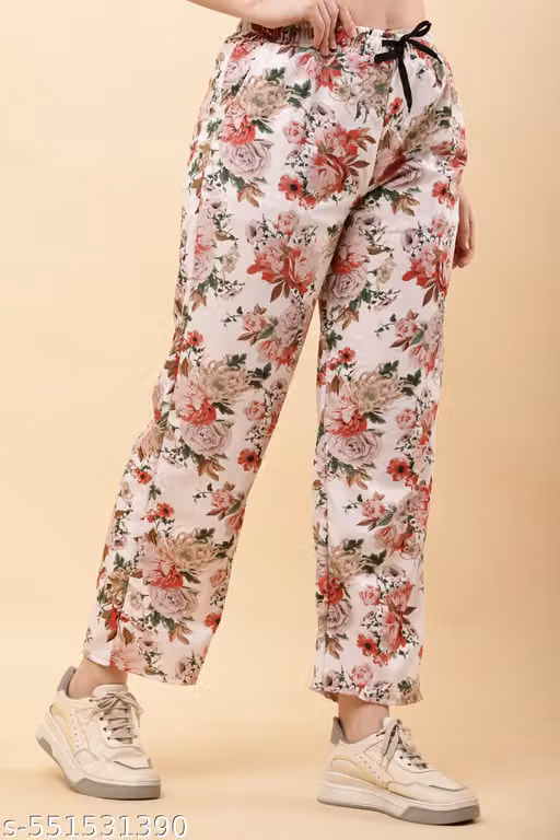 Women’s Printed Cotton Blend Trousers
