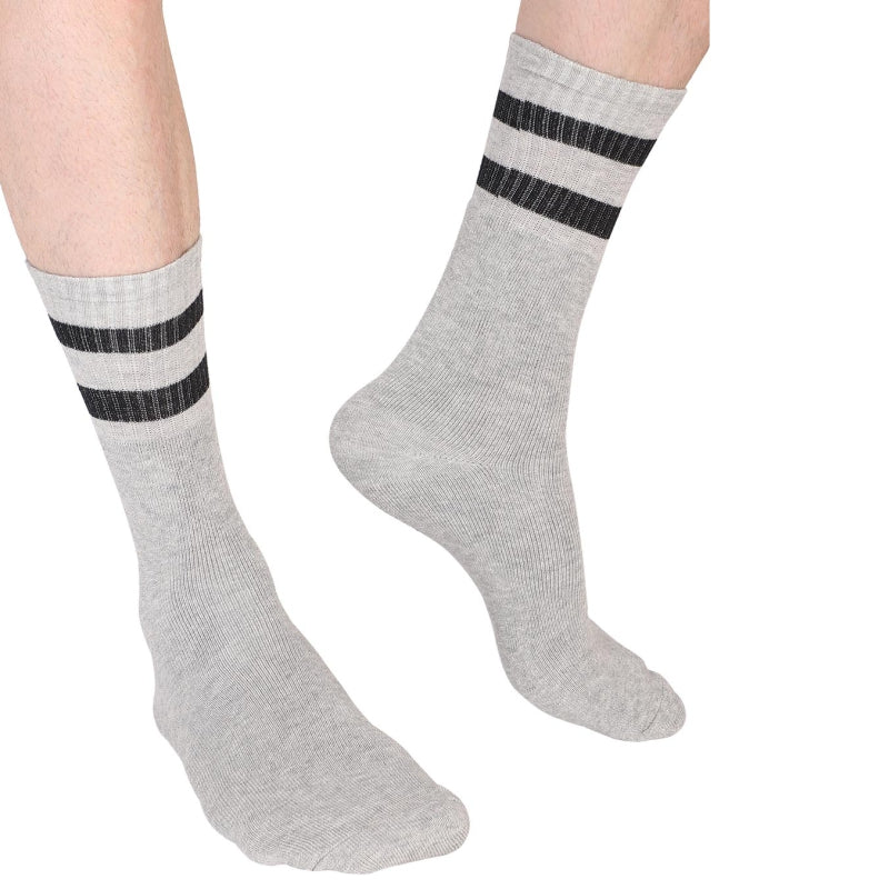 Bodycare Men Super Soft Crew Socks – Cotton Nylon Spandex, Striped, Breathable, All Season