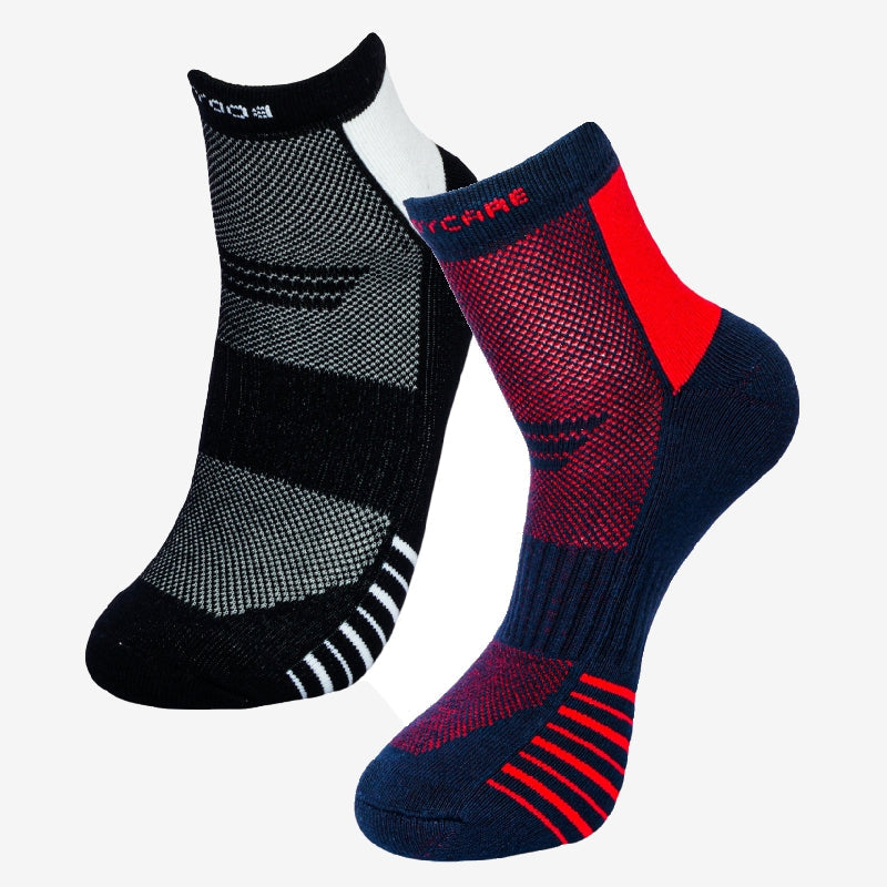 Bodycare Men Antibacterial Cotton Blend Sports Socks – Rib Textured, Ankle Length, Pack of 2