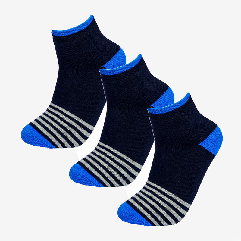 Bodycare Men Antibacterial Cotton Blend Ankle Socks – Rib Textured, Moisture Wicking, Stretch Fit, Pack of 3