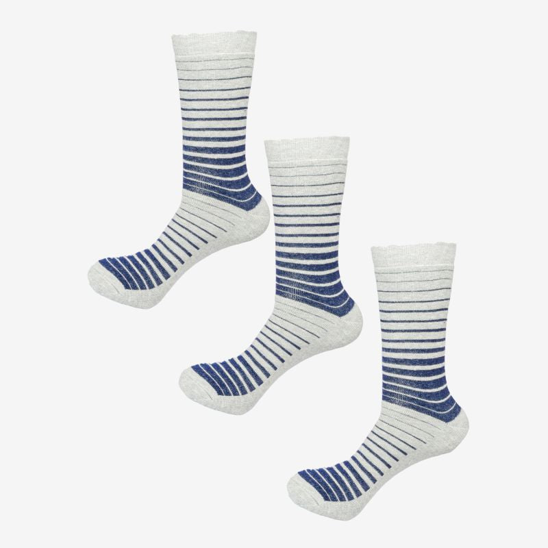 Bodycare Men’s Striped Crew Socks Cotton Nylon Spandex Pack of 3