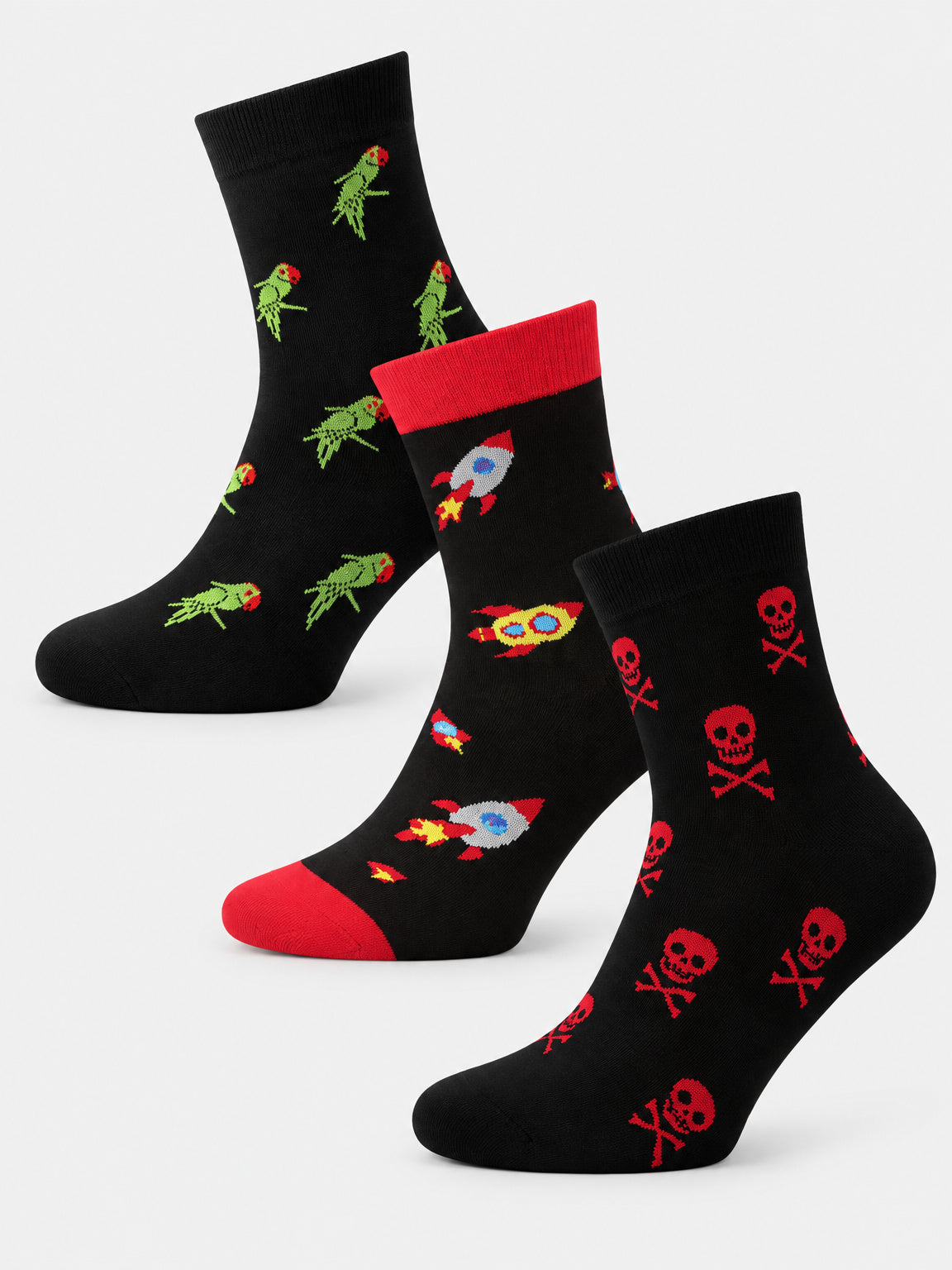 Bodycare Men’s Cotton Blend Stretchable Printed Quarter Socks Pack of 3