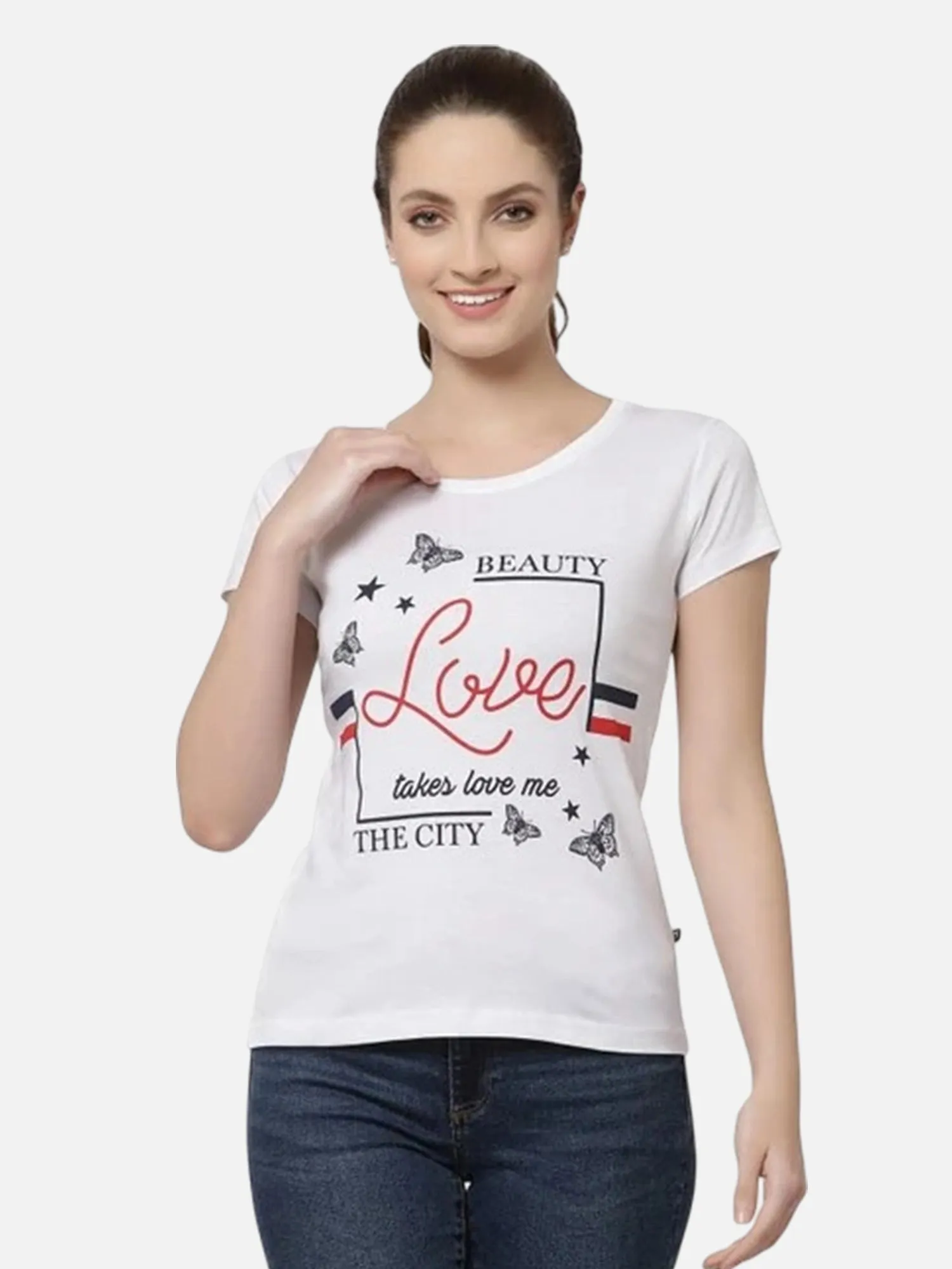 Bodycare Women’s 100% Cotton Solid Round Neck Half Sleeve T-Shirt